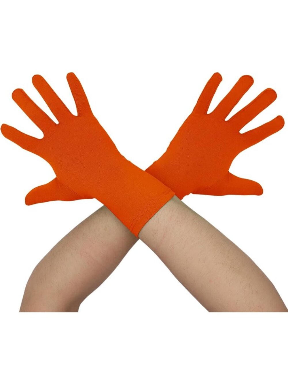 Men's And Women's Orange Wrist Length Spandex Christmas Costume Dance Gloves